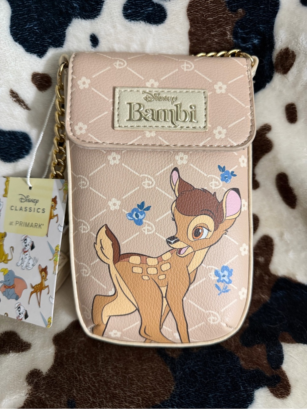 Primark Pink Disney Bambi Crossbody Bag with Gold Chain